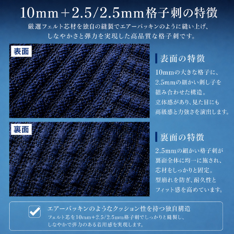 10mm+2.5/2.5mm格子刺の特徴